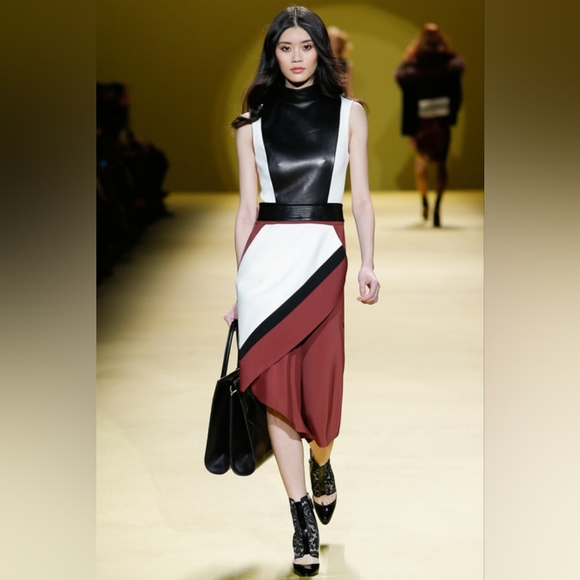 J. Mendel Dresses & Skirts - ◇$3,800 NEW W TAG J. MENDEL LEATHER LACE ASYMMETRIC MAROON MULTI RUNWAY DRESS 10